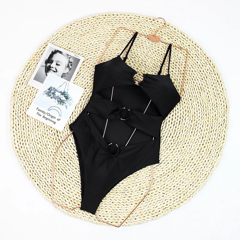 Black One Piece Swimsuit — Vintage Retro Monokini for Women