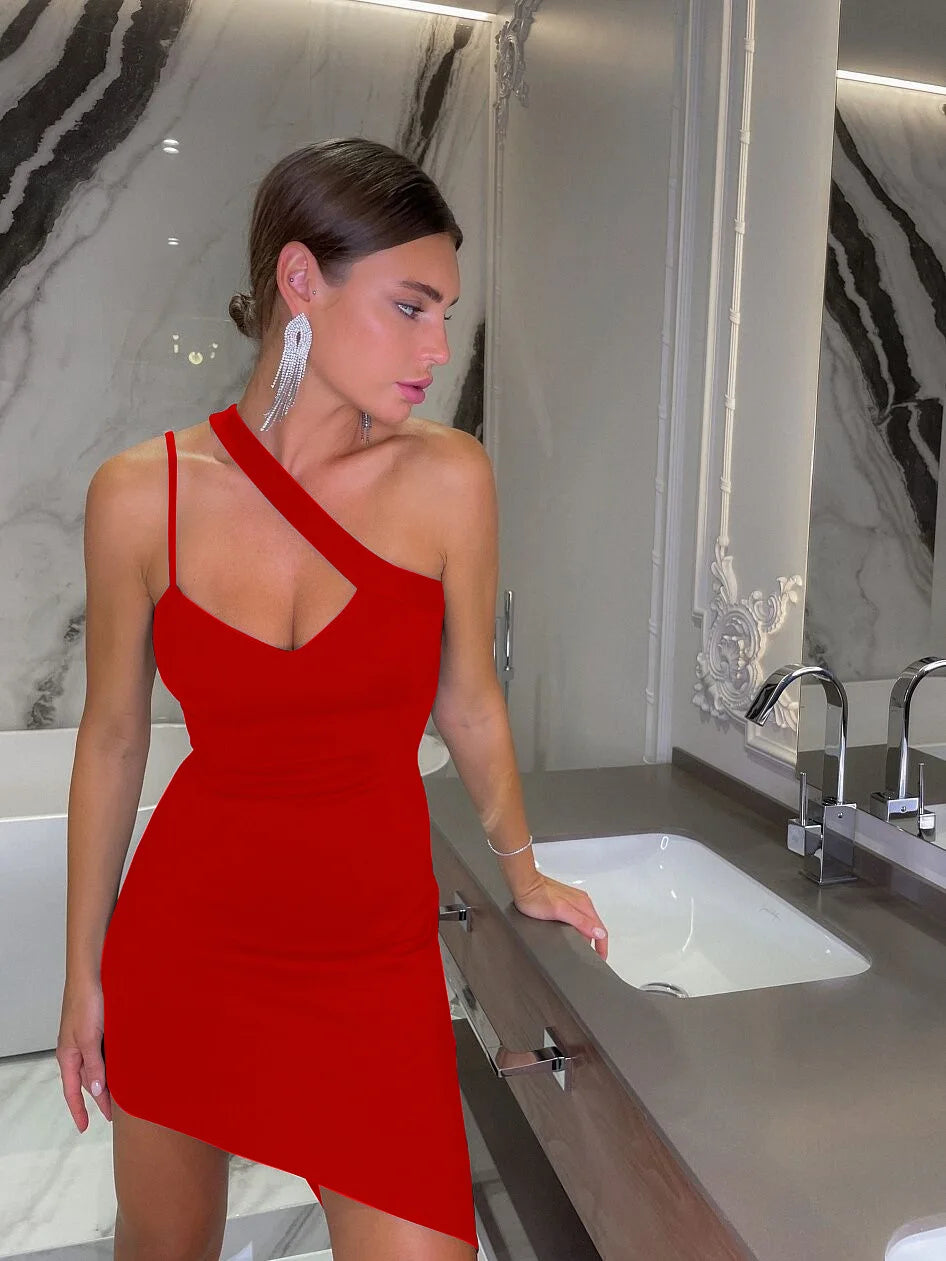 One-Shoulder Bandage Club Dress — Sexy Hollow Out Black Dress | Summer 2025
