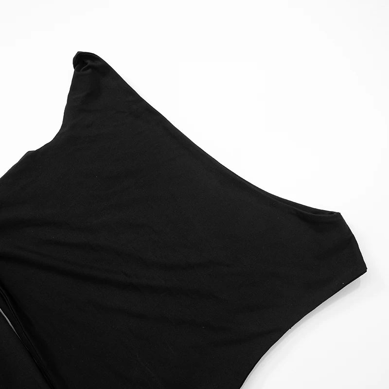 Oblique Collar Strapless Slim Dress — Hollow Out Tie Detail | Summer Fashion 2025