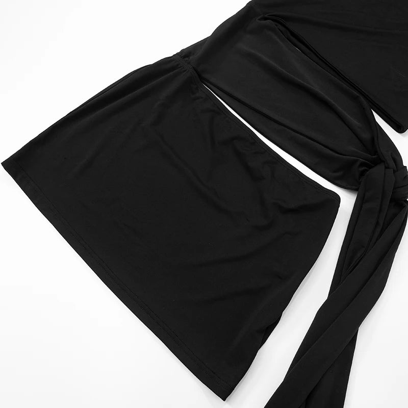 Oblique Collar Strapless Slim Dress — Hollow Out Tie Detail | Summer Fashion 2025