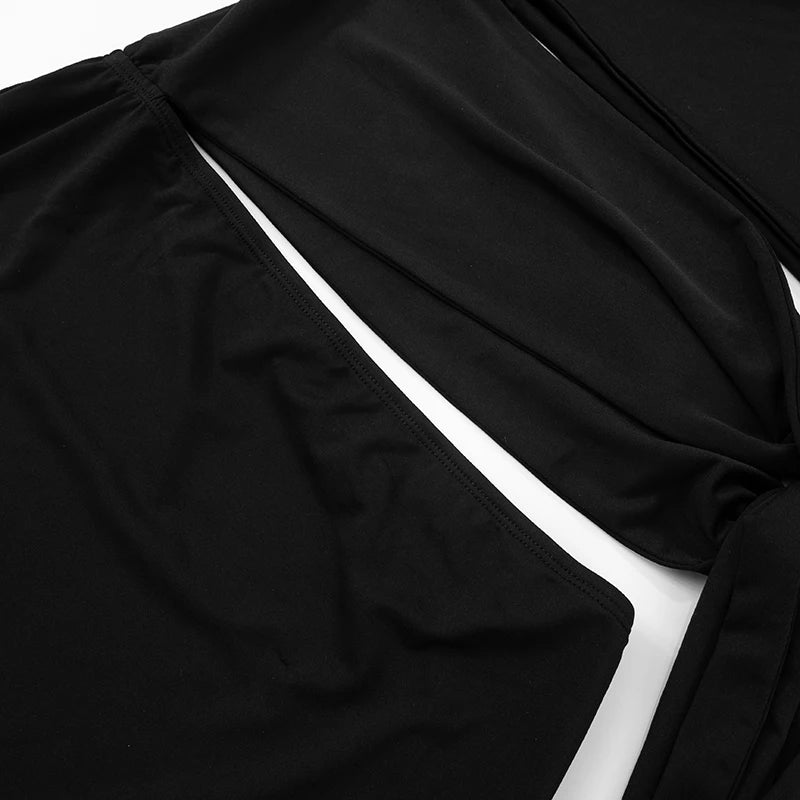 Oblique Collar Strapless Slim Dress — Hollow Out Tie Detail | Summer Fashion 2025
