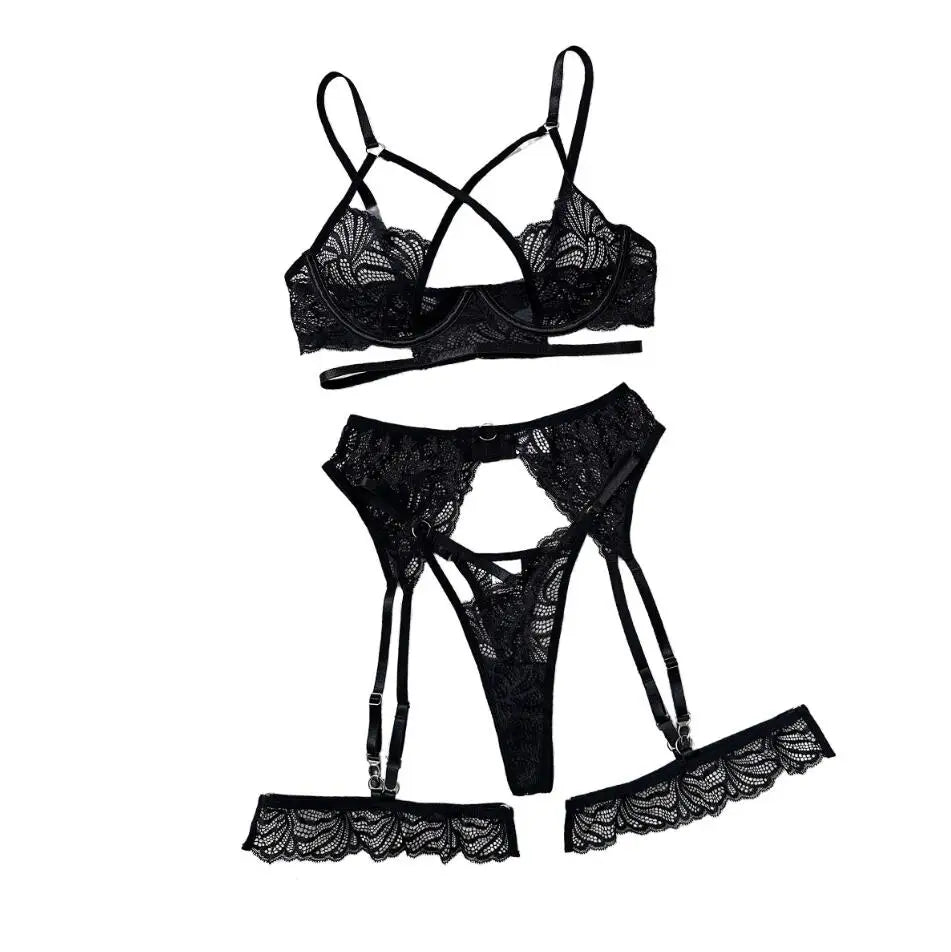 Sexy Erotic Lingerie Set — Bra, Panty, and Stocking Attachments